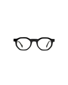Vue de face de la monture de lunettes de vue Blue Eyes BE5010 noire, montrant la forme crown-pantos et le pont nasal.