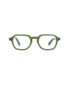 Face avant des lunettes de vue BERGAMOT LUXOR forme pantos hexagonale vert translucide