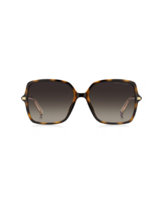 Face avant des lunettes de soleil Tommy Hilfiger TH2220/S forme papillon carrée écaille verres solaires dégradés marron