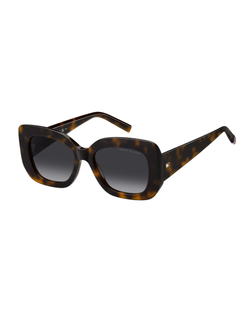 Monture solaire Tommy Hilfiger TH 2224/S 0869O en acétate écaille Havana vue trois quarts