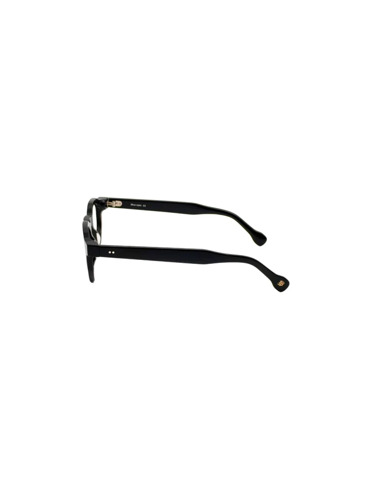 Vue de profil de la monture de lunettes de vue clip on Tunisie Blue Eyes BE5010 noire, dévoilant les branches de 145 mm.