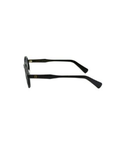 Profil de la branche de lunettes BERGAMOT Punch noire avec logo doré incrusté.