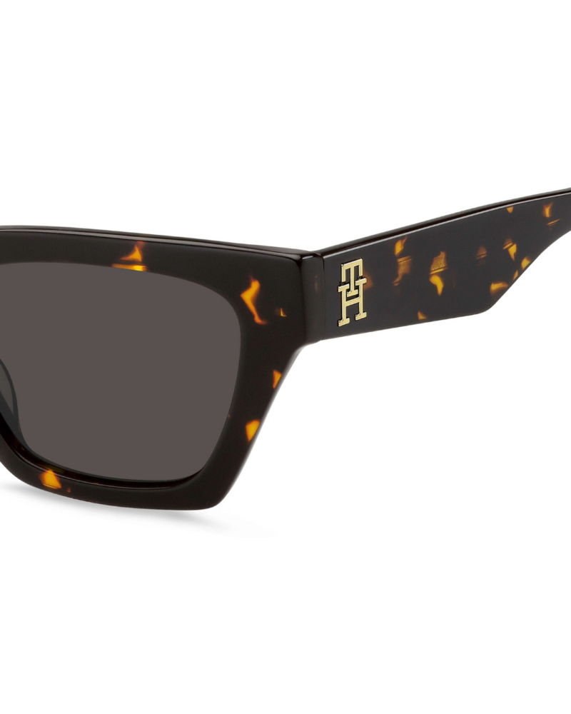 Détail de la branche en acétate avec monogramme doré TH des solaires Tommy Hilfiger TH 2101/S