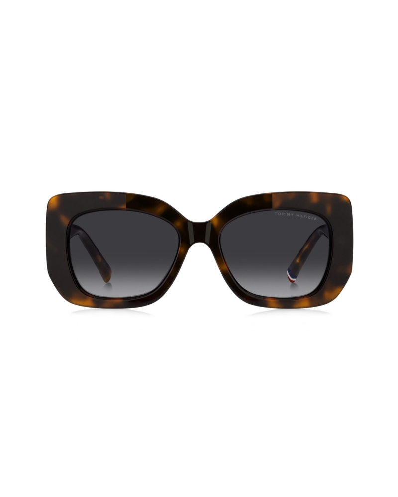 Lunettes de soleil Tommy Hilfiger TH 2224/S forme rectangulaire écaille Havana vue de face