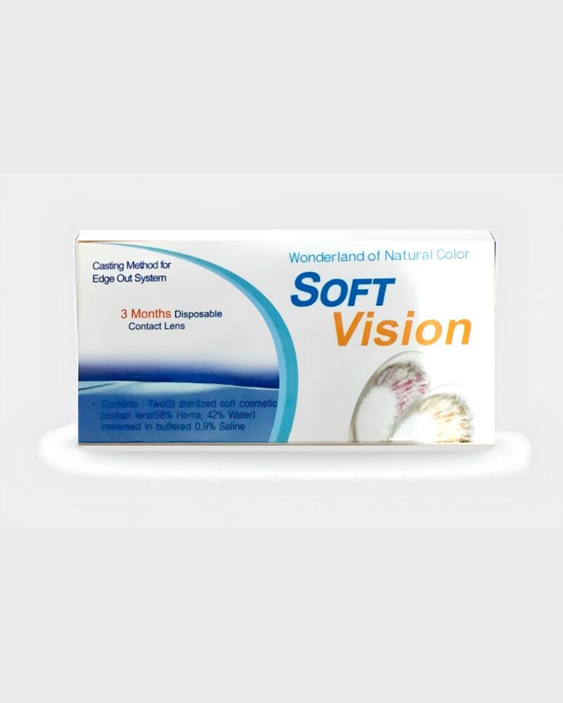 Boîte de lentilles de contact trimestrielles Soft Vision 58 pour cent HEMA 42 pour cent eau système Edge Out AZZABI OPTIC