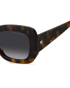 Détail de la branche et logo drapeau Tommy Hilfiger sur monture TH 2224/S