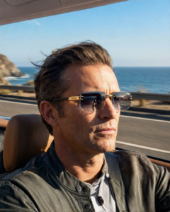 Style masculin luxueux avec lunettes percées Carrera 1070/S en conditions lumineuses extérieures