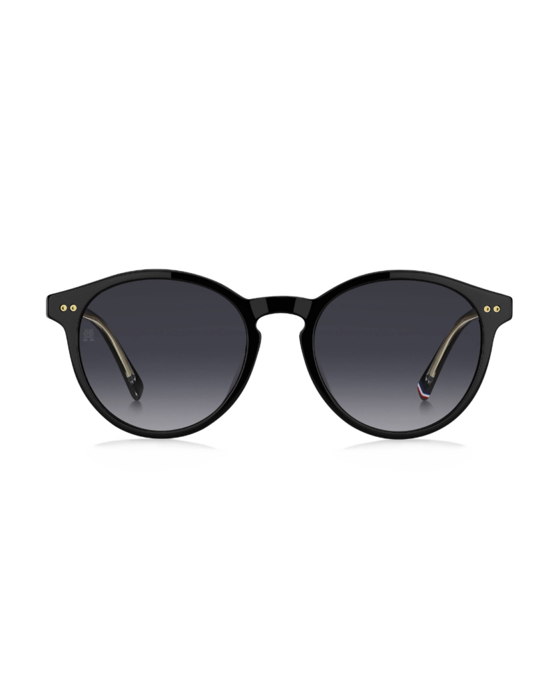 Lunette solaire pantos Tommy Hilfiger TH2159/S noire vue de face avec verres dégradés UV400