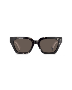 Vue frontale des lunettes de soleil femme Tommy Hilfiger TH 2101/S en acétate marbré bicolore avec verres teintés