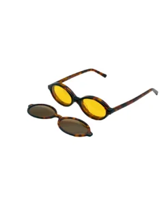 Lunette Kavak 1694 marron écaille équipée du clip jaune vision nocturne avec clip solaire brun