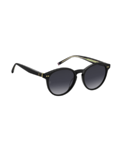 Lunette solaire Tommy Hilfiger TH2159/S noire laissant voir l'armature métallique intérieure des branches