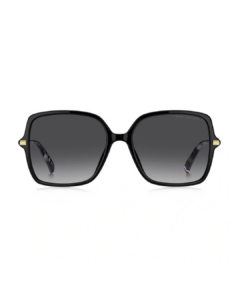 Face avant des lunettes de soleil pour femme Tommy Hilfiger TH2220/S monture noire géométrique oversize