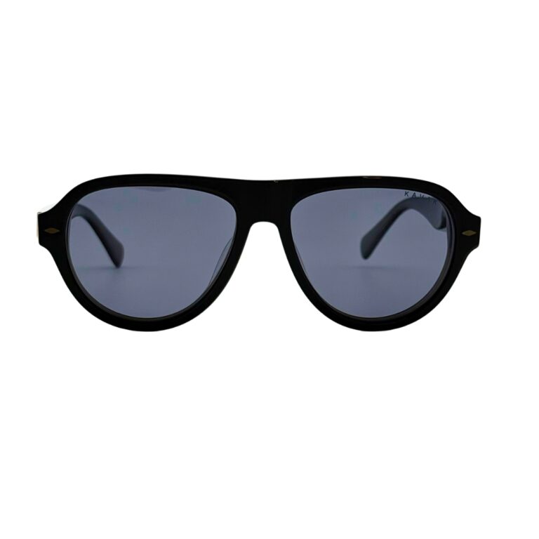 Vue de face des lunettes KAVAK KV6001 C3 avec clip solaire magnétique monté et verres solaires teintés