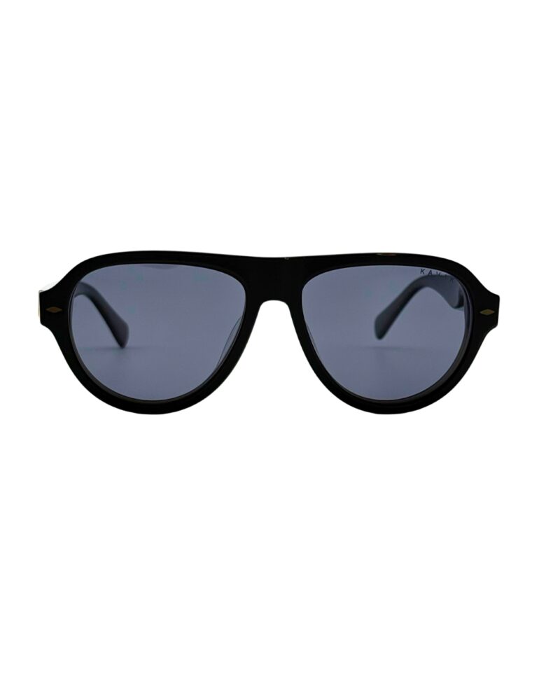 Vue de face des lunettes KAVAK KV6001 C3 avec clip solaire magnétique monté et verres solaires teintés