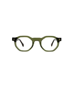 Vue de face de la monture de lunettes de vue Blue Eyes BE5010 couleur vert olive prête à recevoir des verres correcteurs.