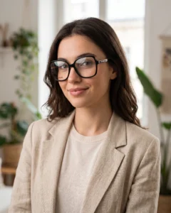 Essayage Lunettes Christian Dior DIORSPIRITO S5I Noir sur visage Femme brune portant les lunettes de vue Christian Dior DIORSPIRITO S5I noir