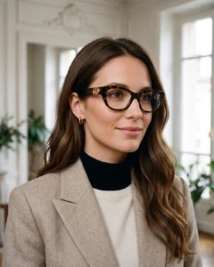 Femme brune portant les lunettes de vue Dior 30MontaigneO B1I marron