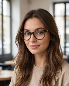 Femme portant lunettes de vue Dior 30MontaigneMiniO écaille