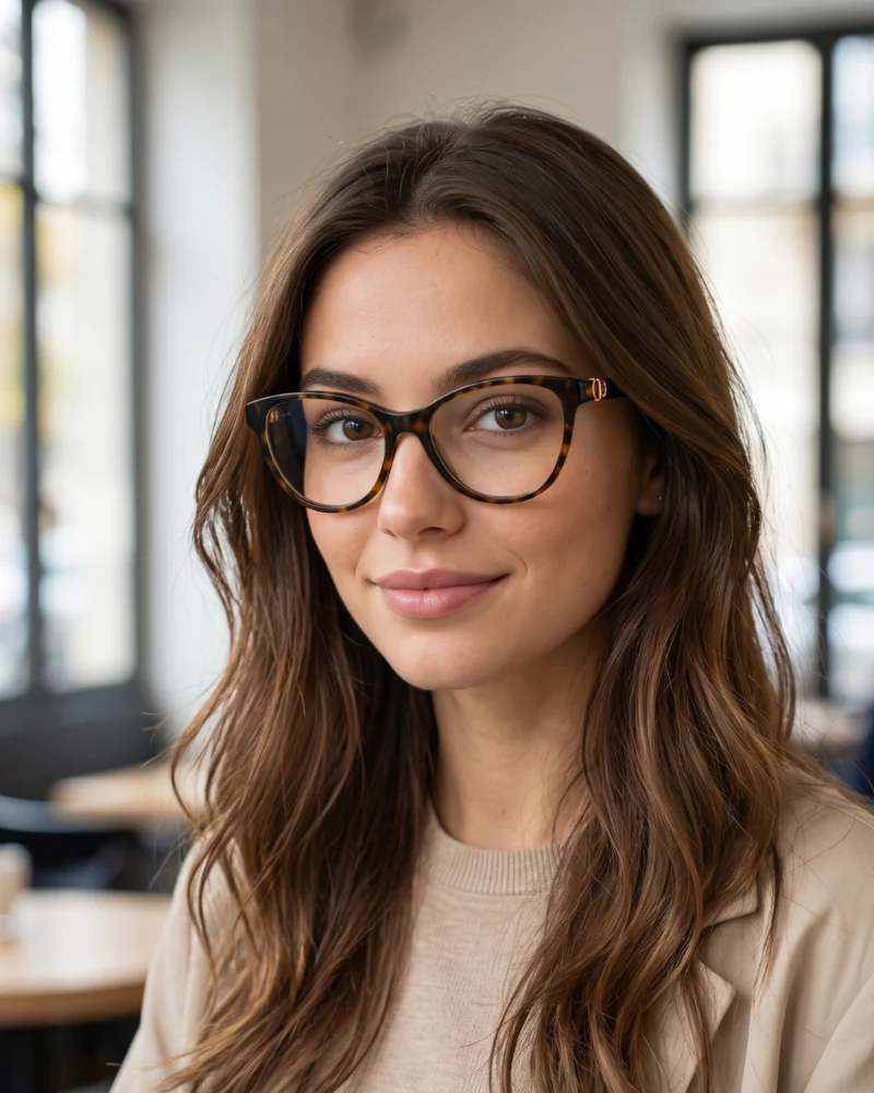 Femme portant lunettes de vue Dior 30MontaigneMiniO écaille
