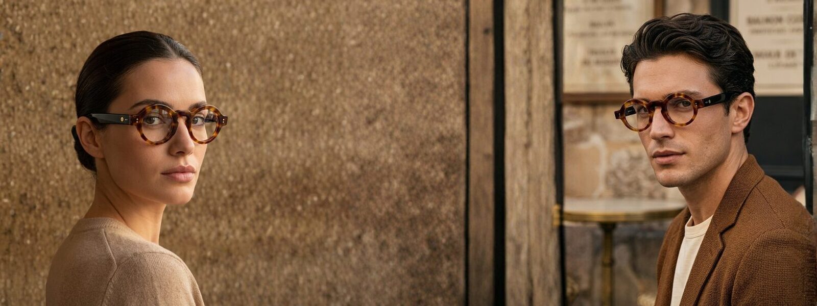 lunettes rondes vintage acétate JOW BRO DJ9082 couleur écaille ambrée pont keyhole